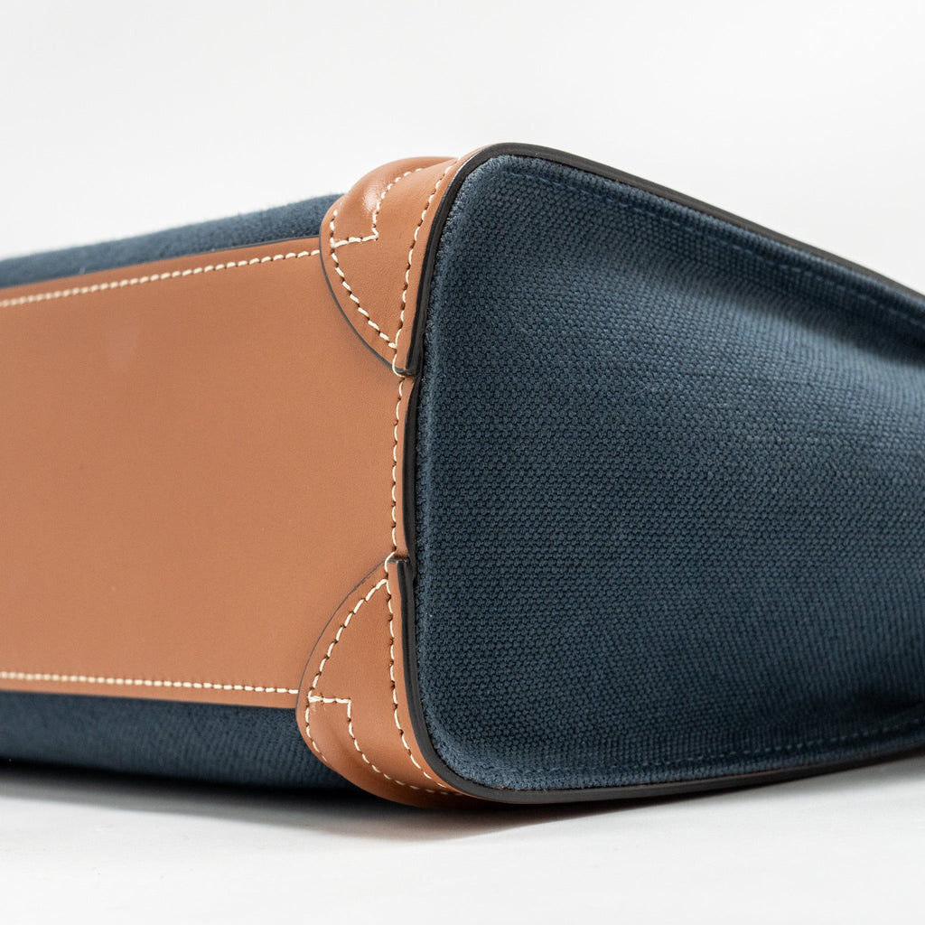 CELINE NANO LUGGAGE BAG CALFSKIN/DENIM TAN/NAVY GHW