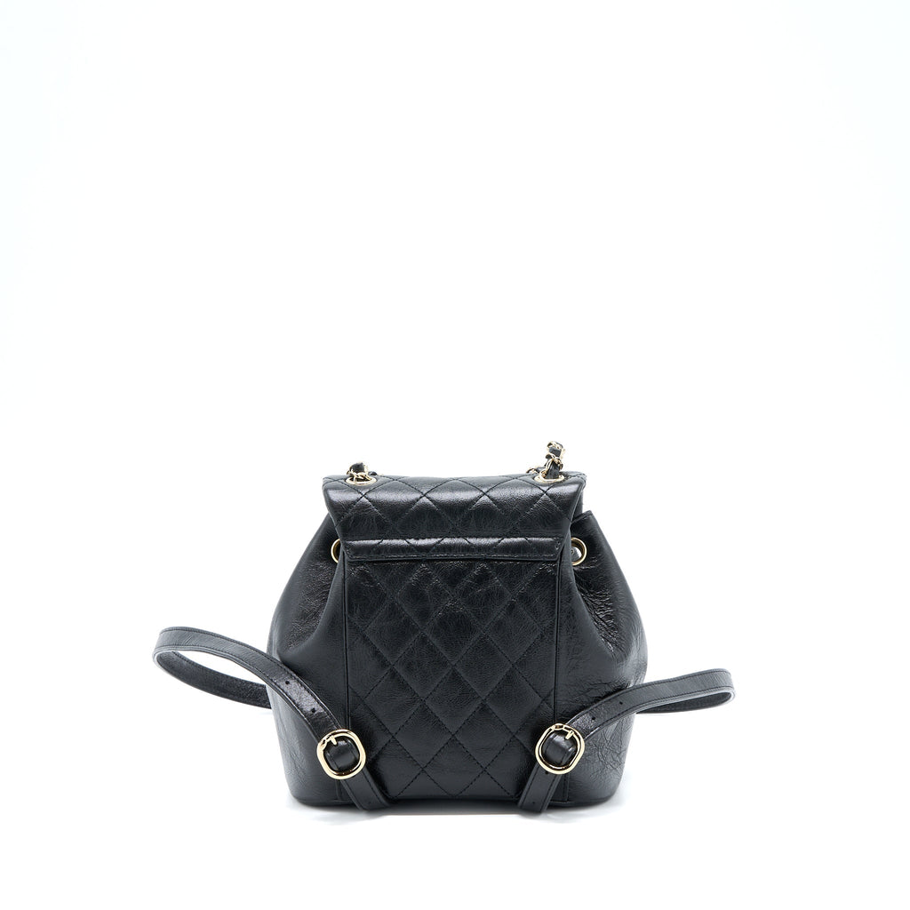 CHANEL 22C MINI DUMA BACKPACK AGED CALFSKIN BLACK LGHW (MICROCHIP)