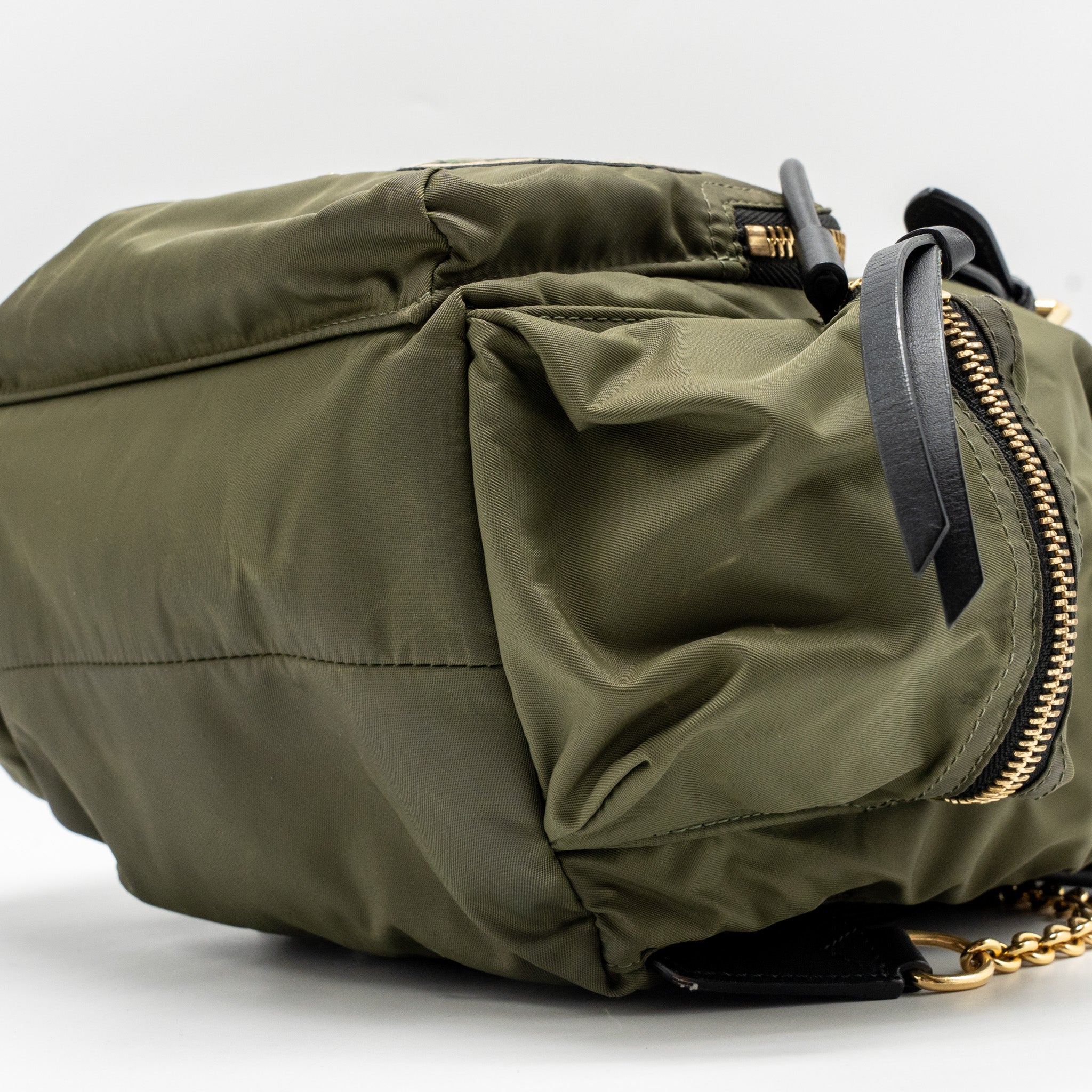BURBERRY PATCHES RUCKSACK MEDIUM BACKPACK NYLON DARK GREEN GHW