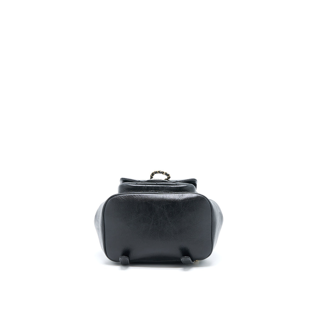 CHANEL 22C MINI DUMA BACKPACK AGED CALFSKIN BLACK LGHW (MICROCHIP)