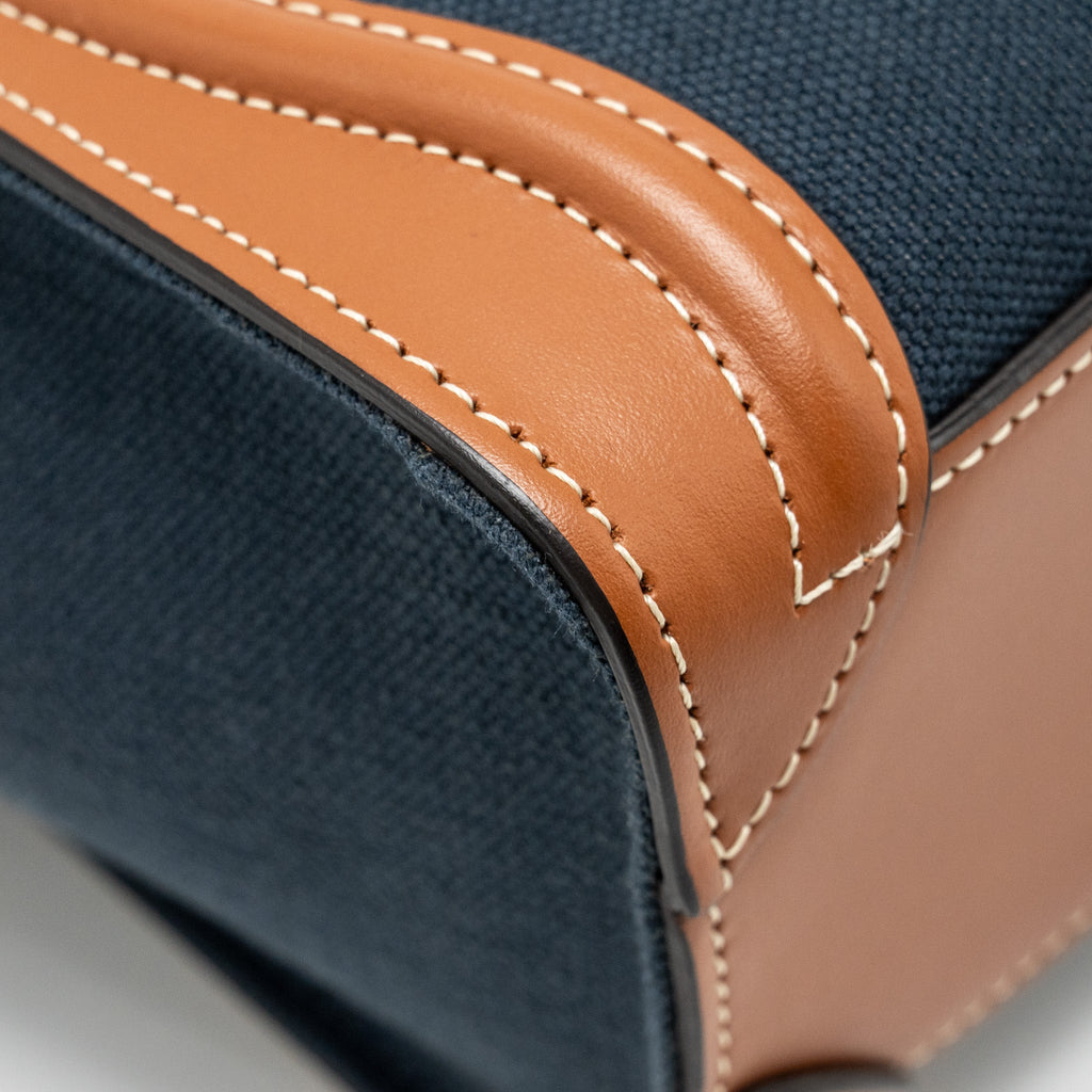 CELINE NANO LUGGAGE BAG CALFSKIN/DENIM TAN/NAVY GHW