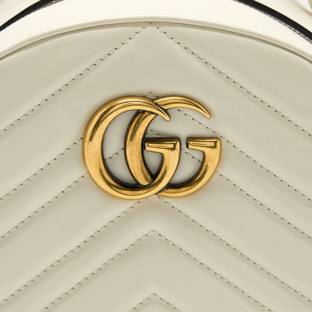 GUCCI GG MARMONT BACKPACK CALFSKIN WHITE GHW