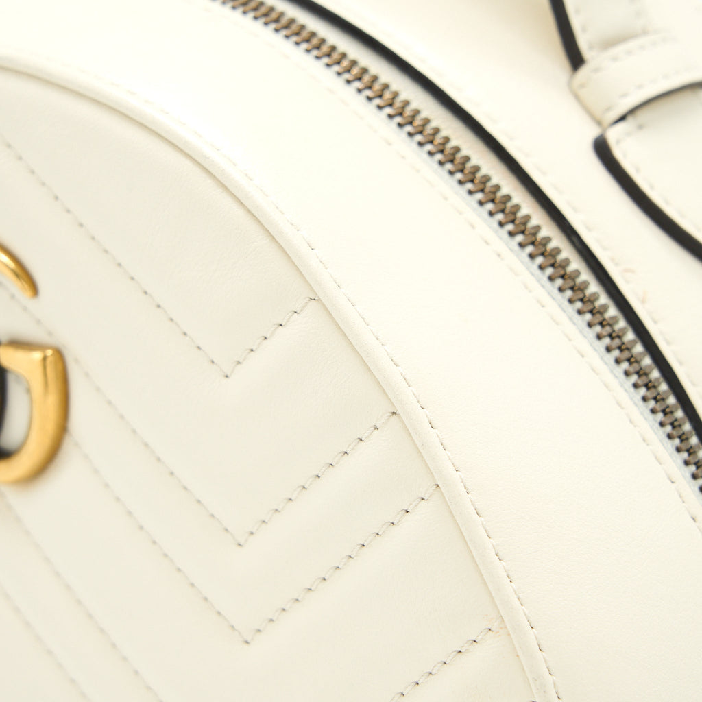 GUCCI GG MARMONT BACKPACK CALFSKIN WHITE GHW
