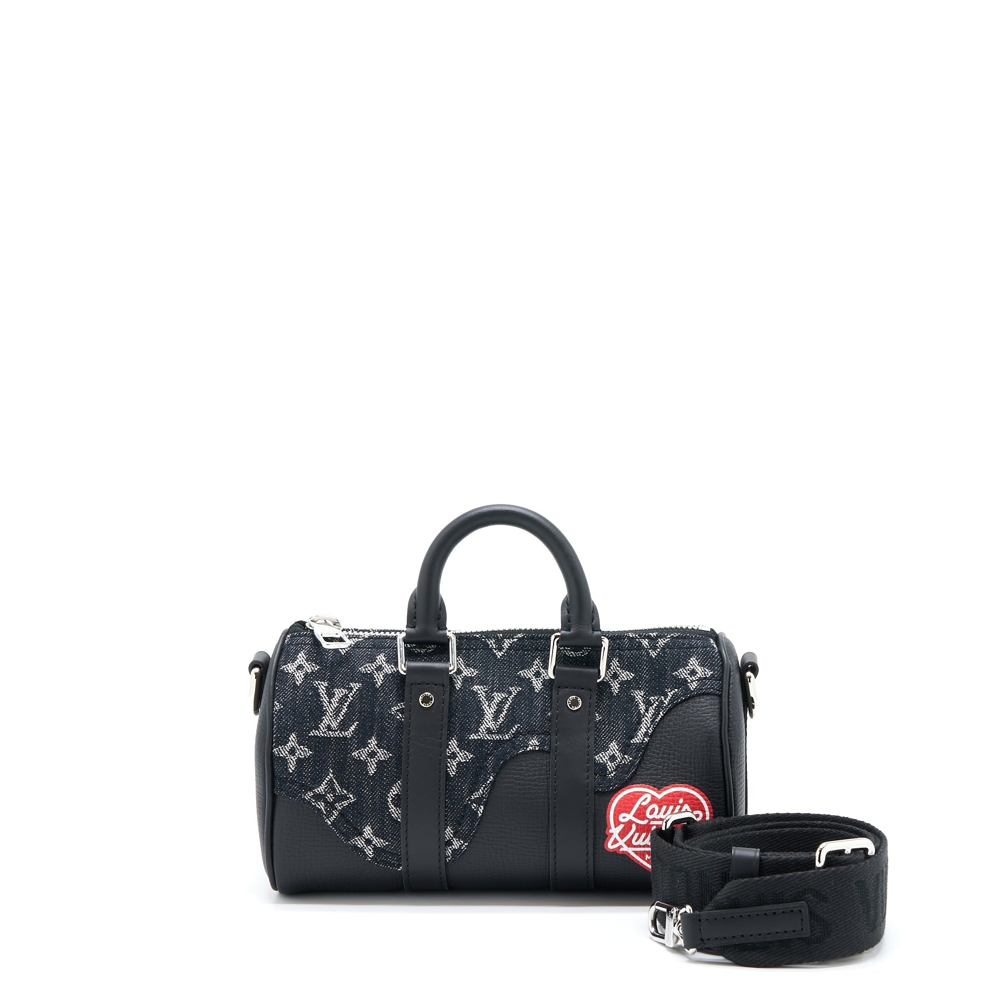 LOUIS VUITTON KEEPALL XS DENIM BLACK/LEATHER SHW