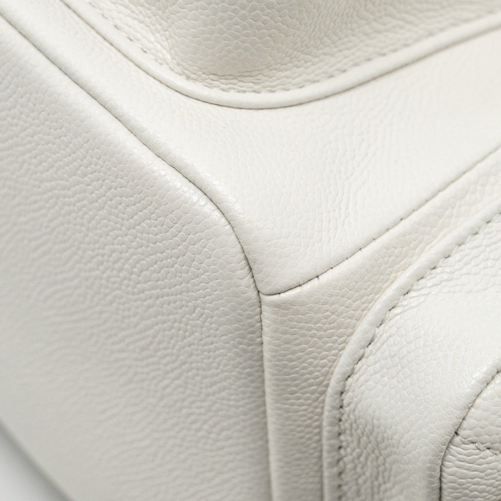 CHANEL 23K TRIPLE POCKET MINI BACKPACK CAVIAR WHITE LGHW (MICROCHIP)