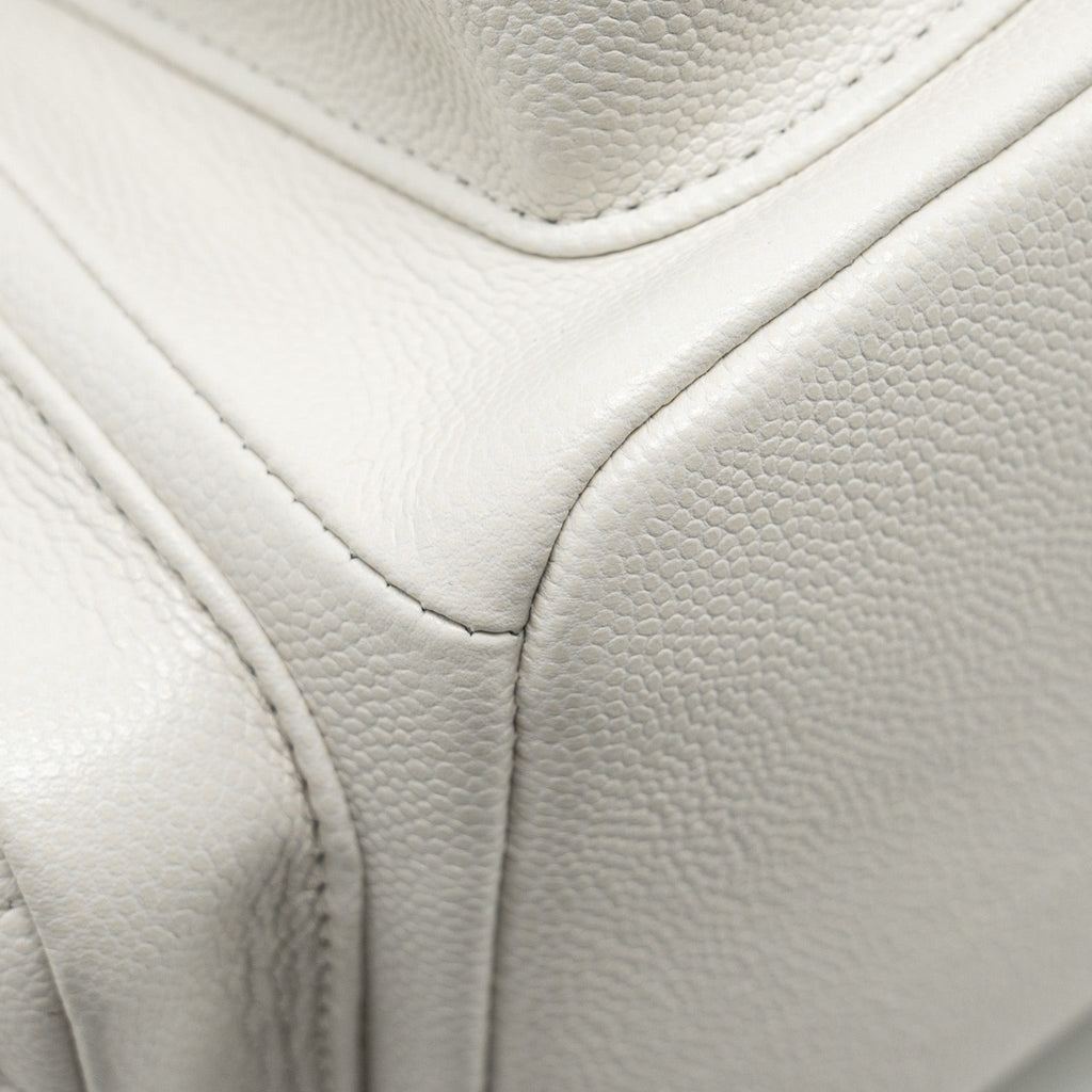 CHANEL 23K TRIPLE POCKET MINI BACKPACK CAVIAR WHITE LGHW (MICROCHIP)