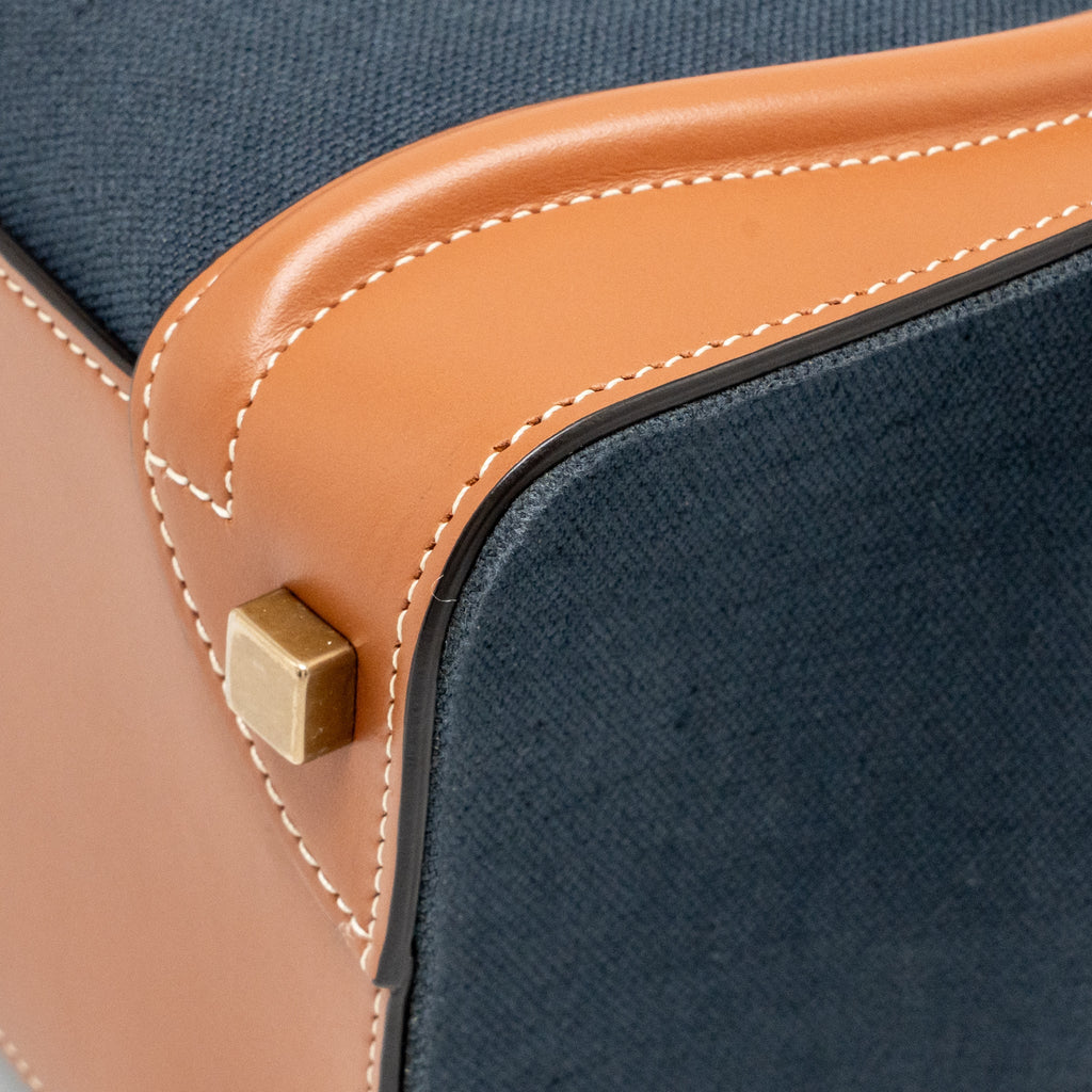 CELINE MICRO LUGGAGE BAG CALFSKIN/DENIM NAVY/TAN GHW