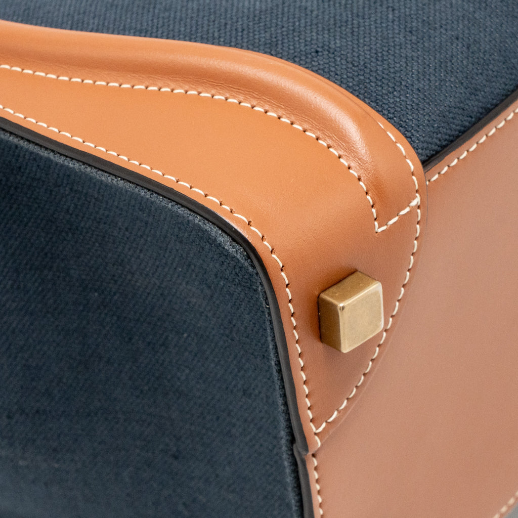 CELINE MICRO LUGGAGE BAG CALFSKIN/DENIM NAVY/TAN GHW
