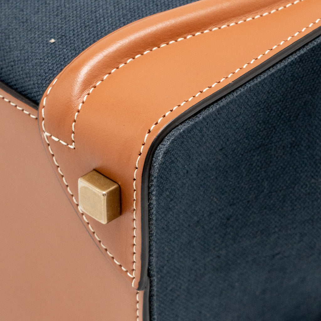CELINE MICRO LUGGAGE BAG CALFSKIN/DENIM NAVY/TAN GHW