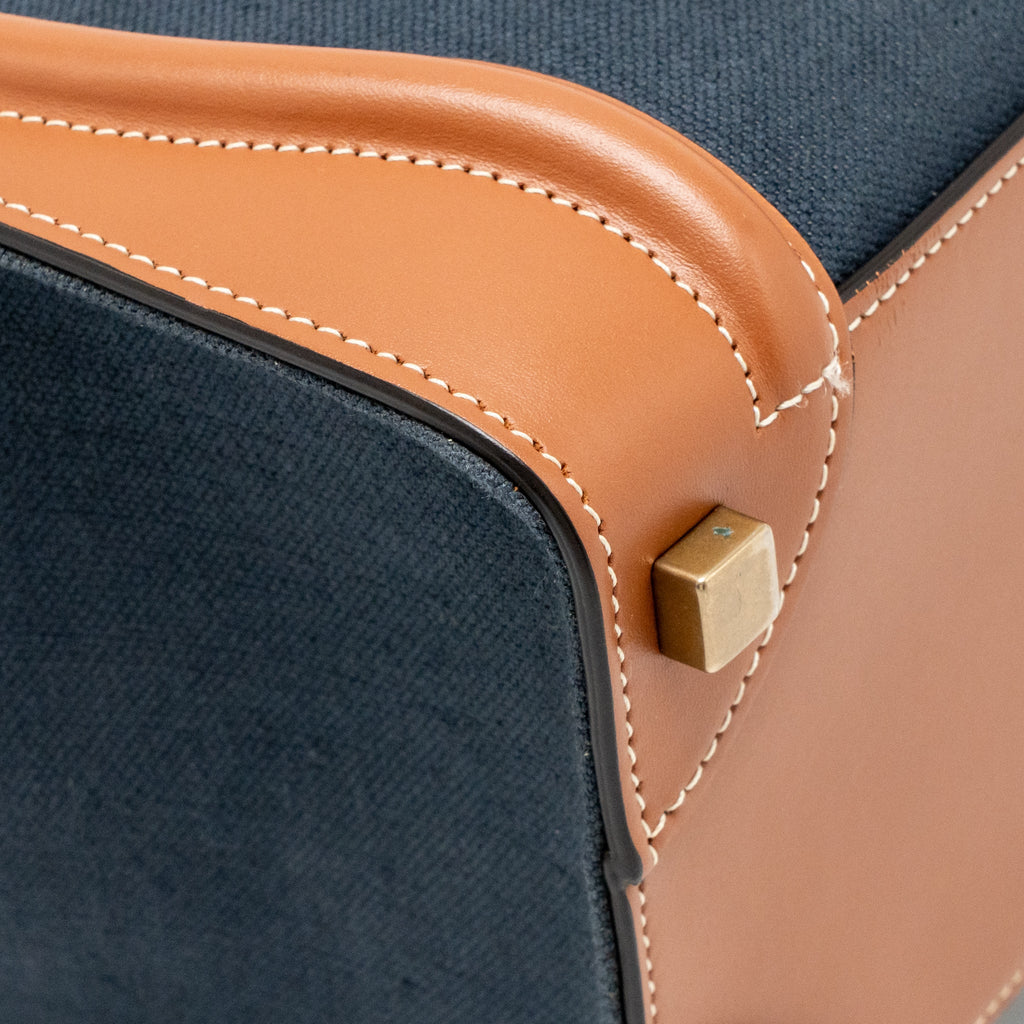 CELINE MICRO LUGGAGE BAG CALFSKIN/DENIM NAVY/TAN GHW