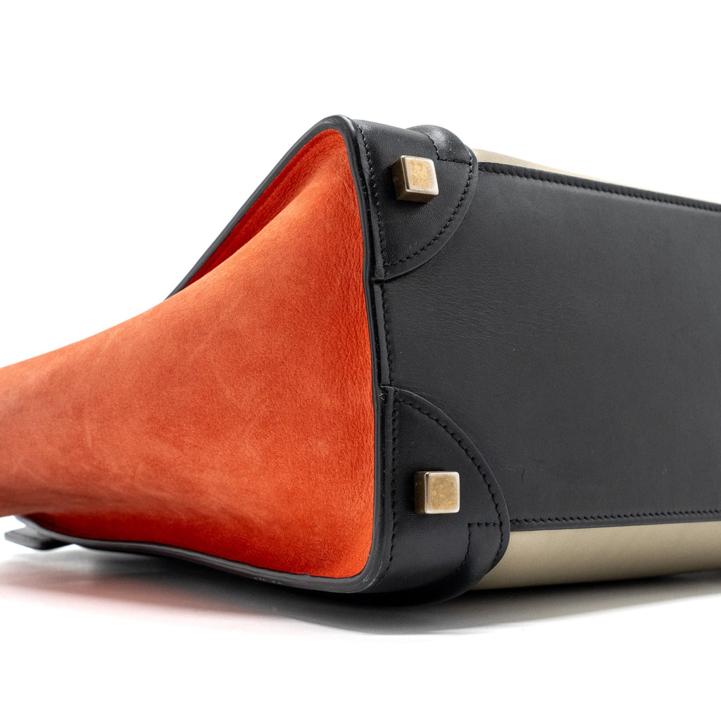 CELINE MICRO LUGGAGE CALFSKIN / SUEDE LEATHER MULTICOLOUR GHW