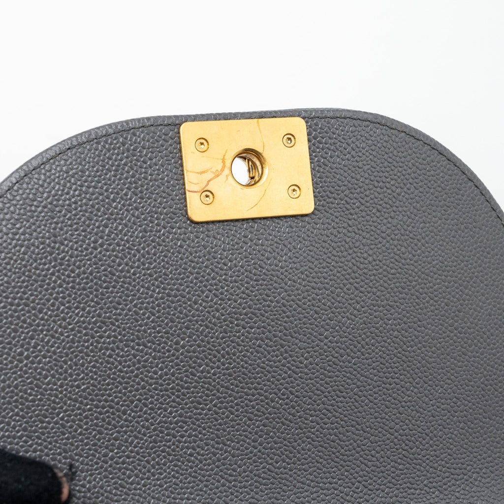 CHANEL 22A ROUND BOY MESSENGER BAG CAVIAR GREY GHW(MICROCHIP)