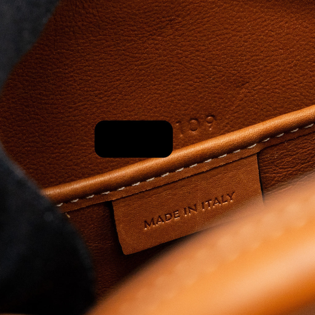 CELINE NANO LUGGAGE BAG CANVAS/LEATHER TAN/WHITE GHW
