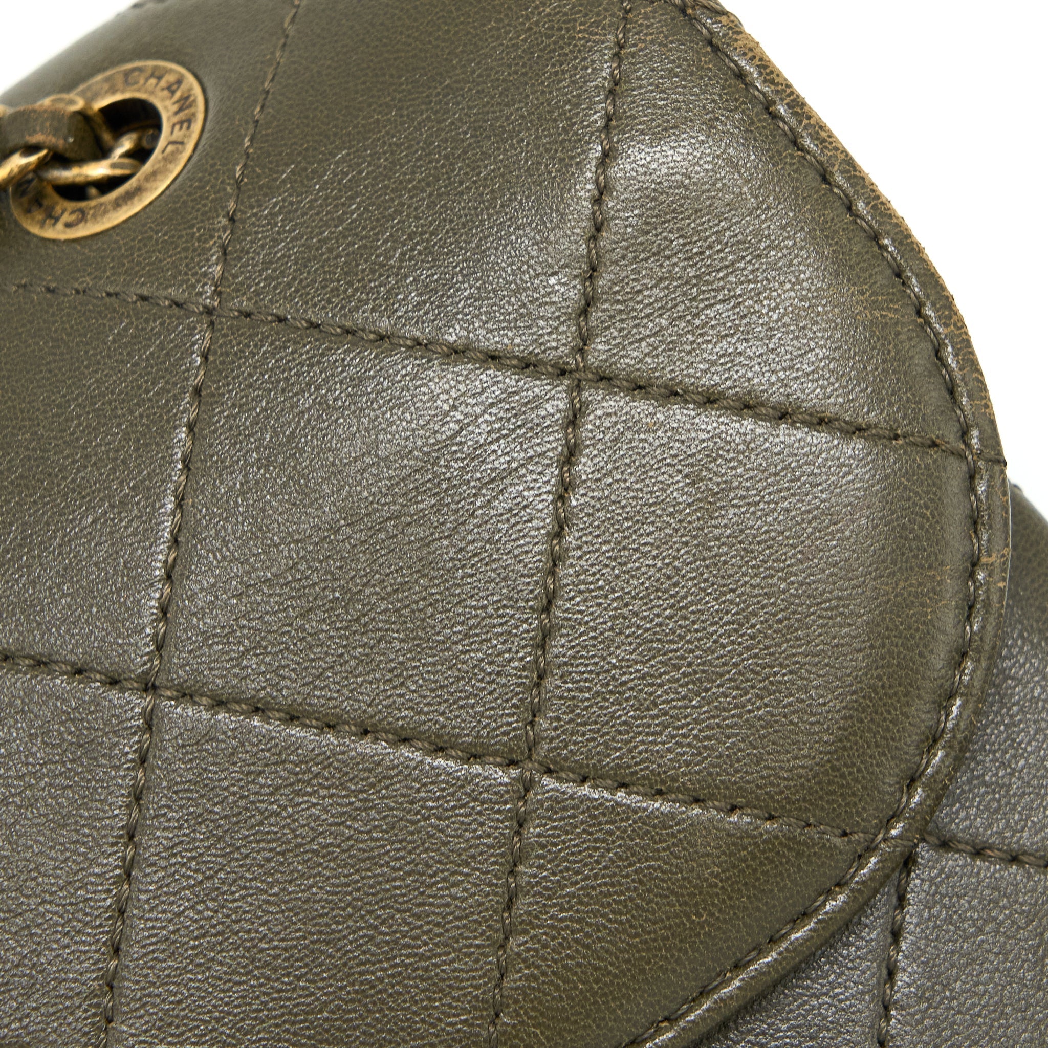 CHANEL MESSENGER FLAP BAG LAMBSKIN OLIVE GREEN RUTHENIUM GHW