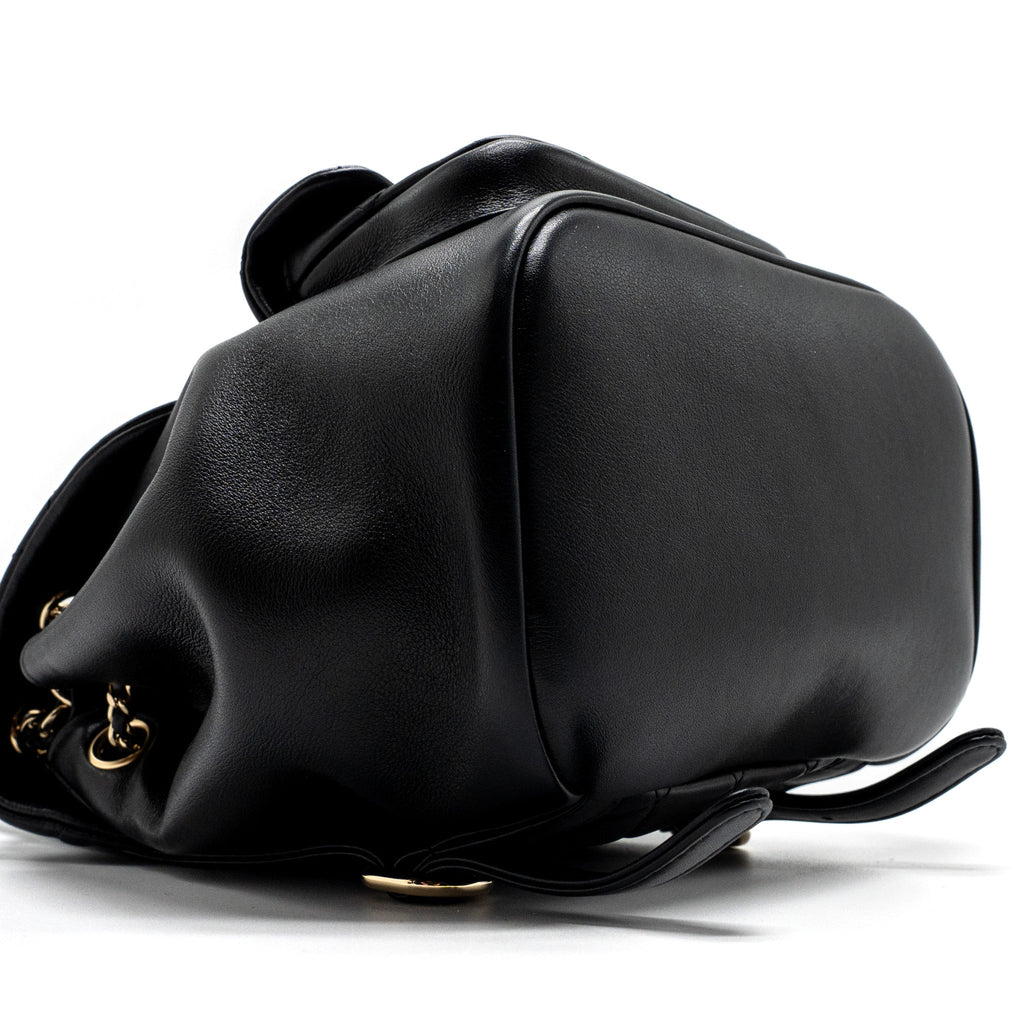 CHANEL MINI DUMA BACKPACK LAMBSKIN BLACK LGHW (MICROCHIP)