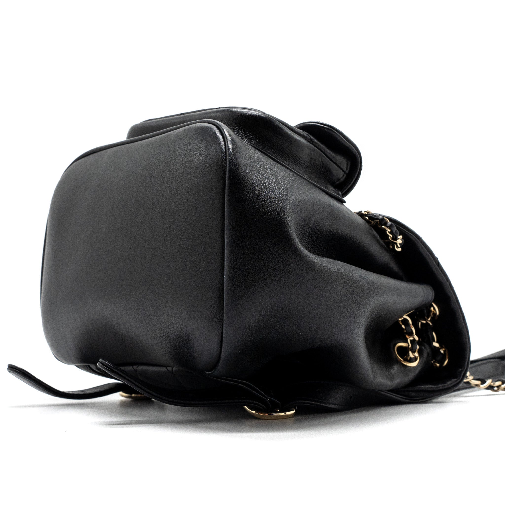 CHANEL MINI DUMA BACKPACK LAMBSKIN BLACK LGHW (MICROCHIP)