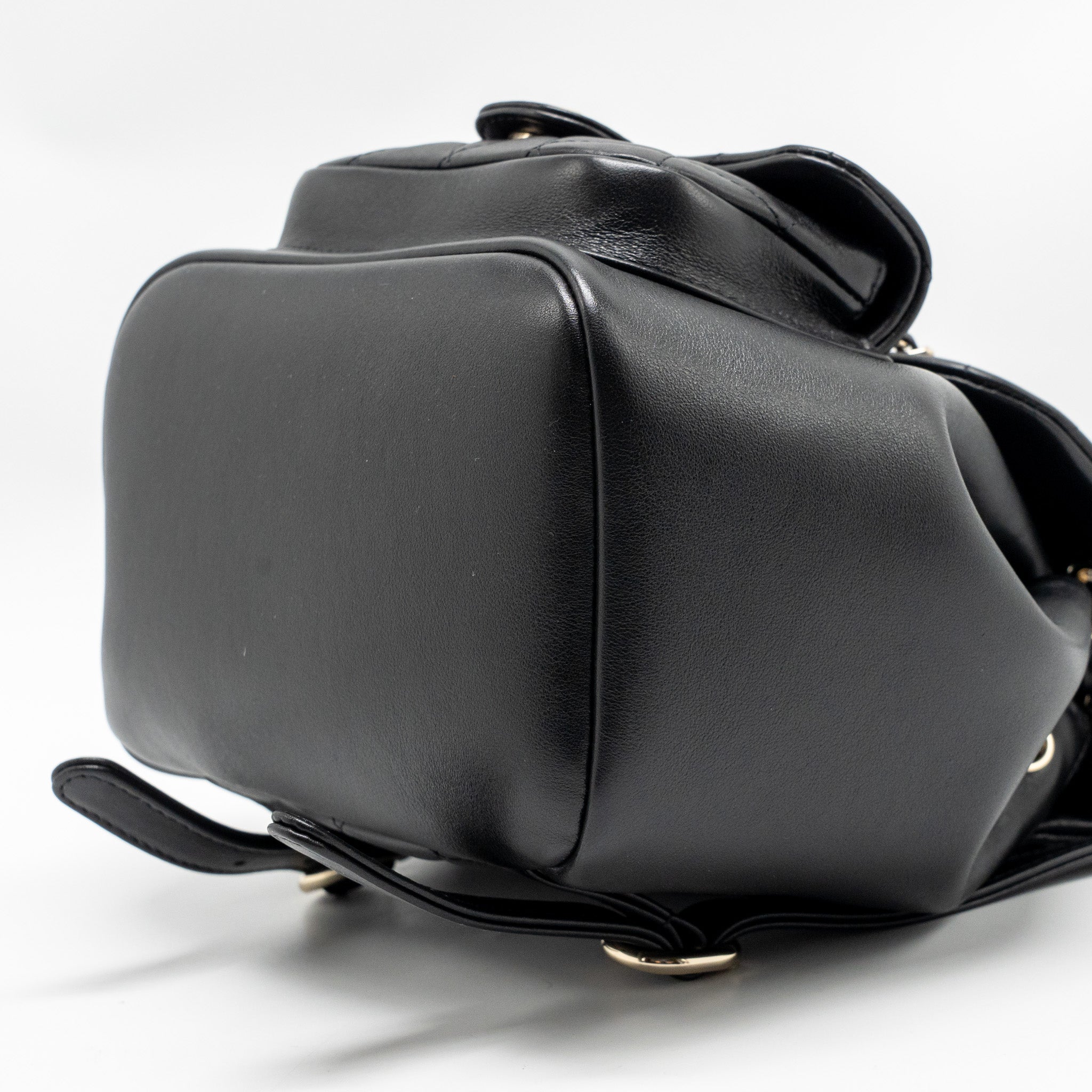 CHANEL 24P MINI DUMA BACKPACK CALFSKIN BLACK LGHW (MICROCHIP)
