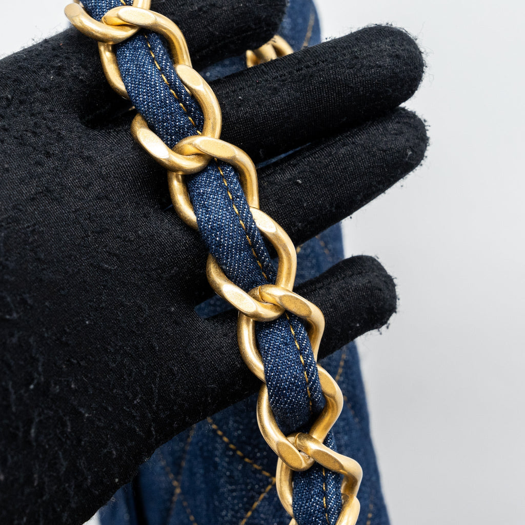 CHANEL 23S FLAP BACKPACK DENIM BLUE WITH GHW (MICROCHIP)