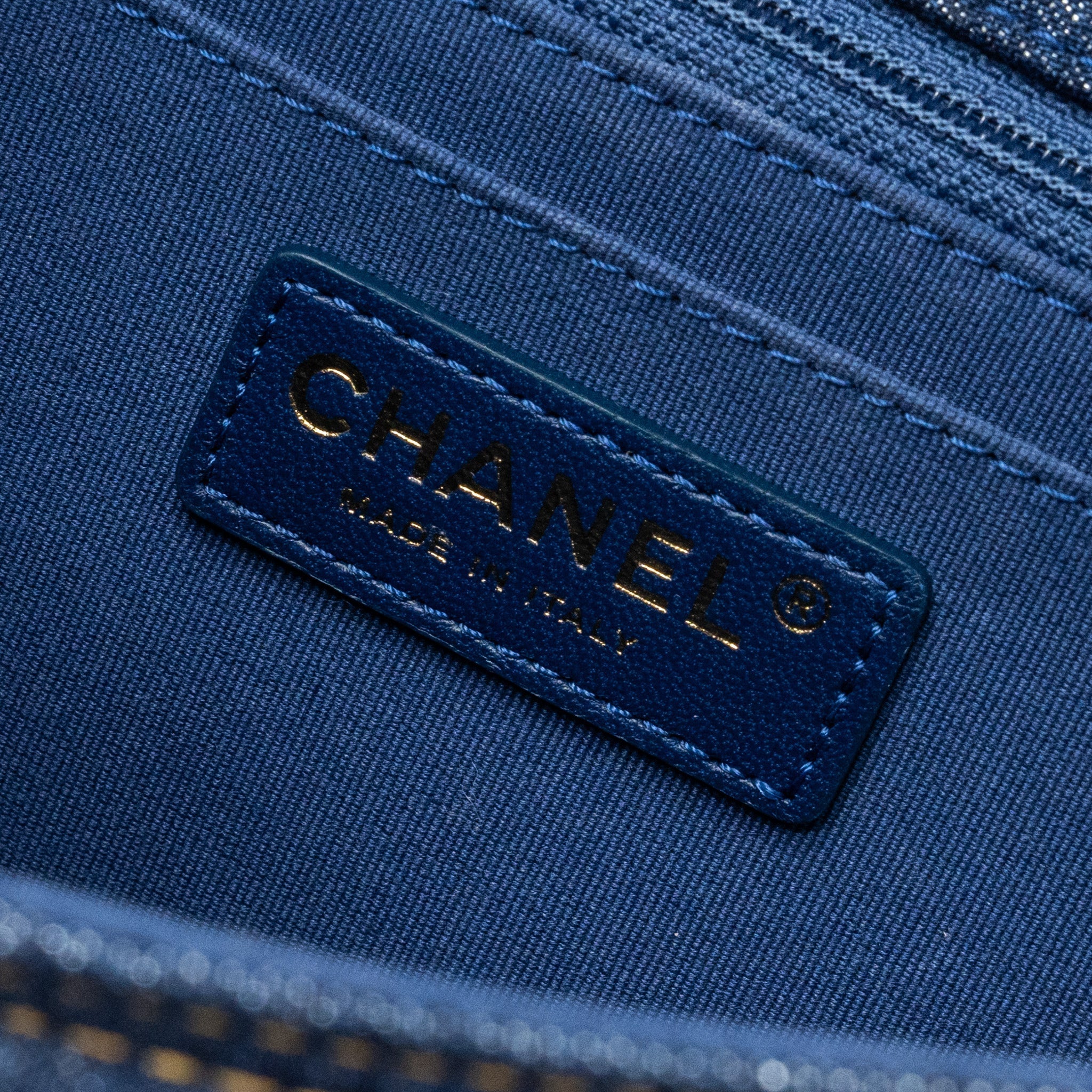 CHANEL 23S FLAP BACKPACK DENIM BLUE WITH GHW (MICROCHIP)