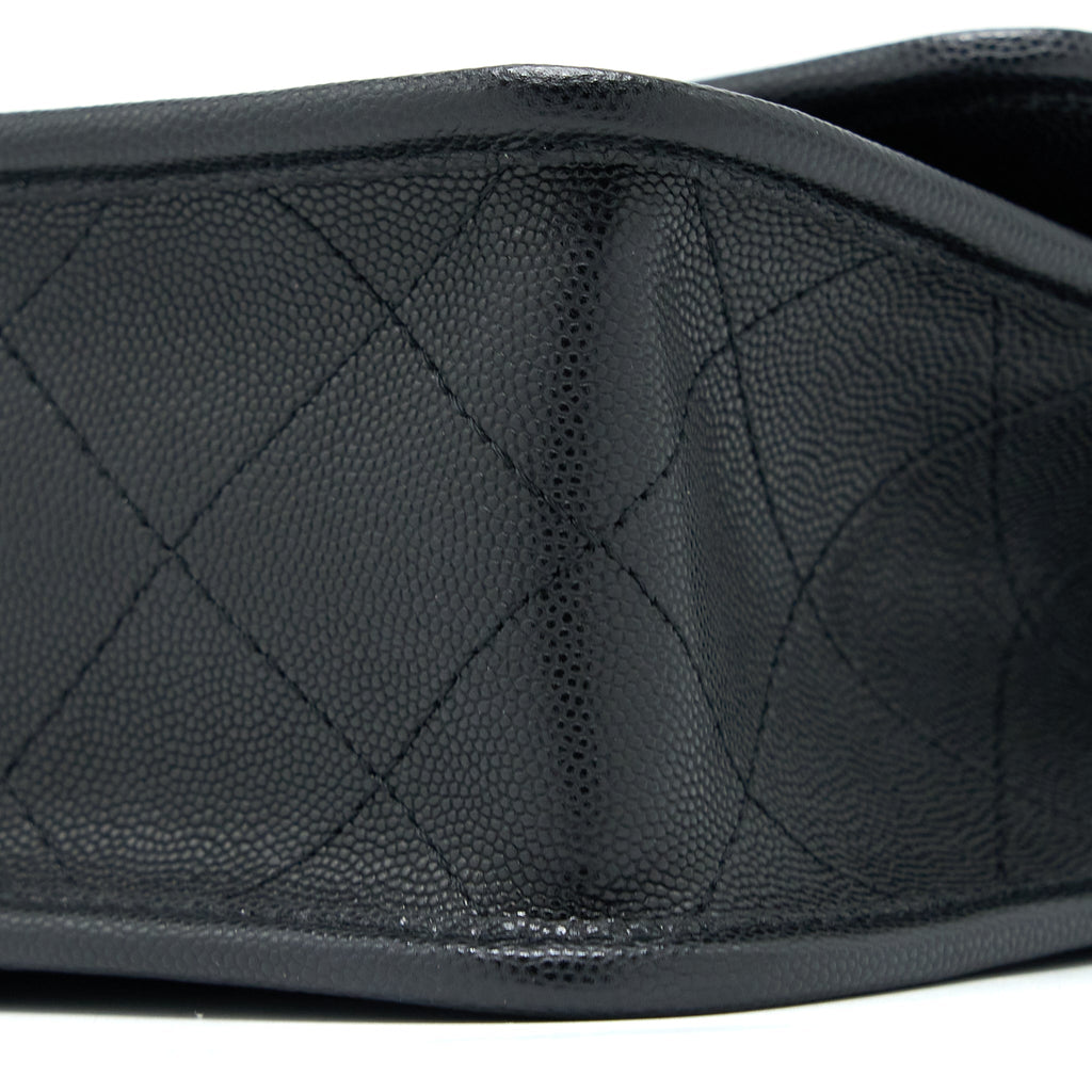 CHANEL 22K TOP HANDLE MESSENGER BAG CAVIAR BLACK BRUSHED GHW (MICROCHIP)