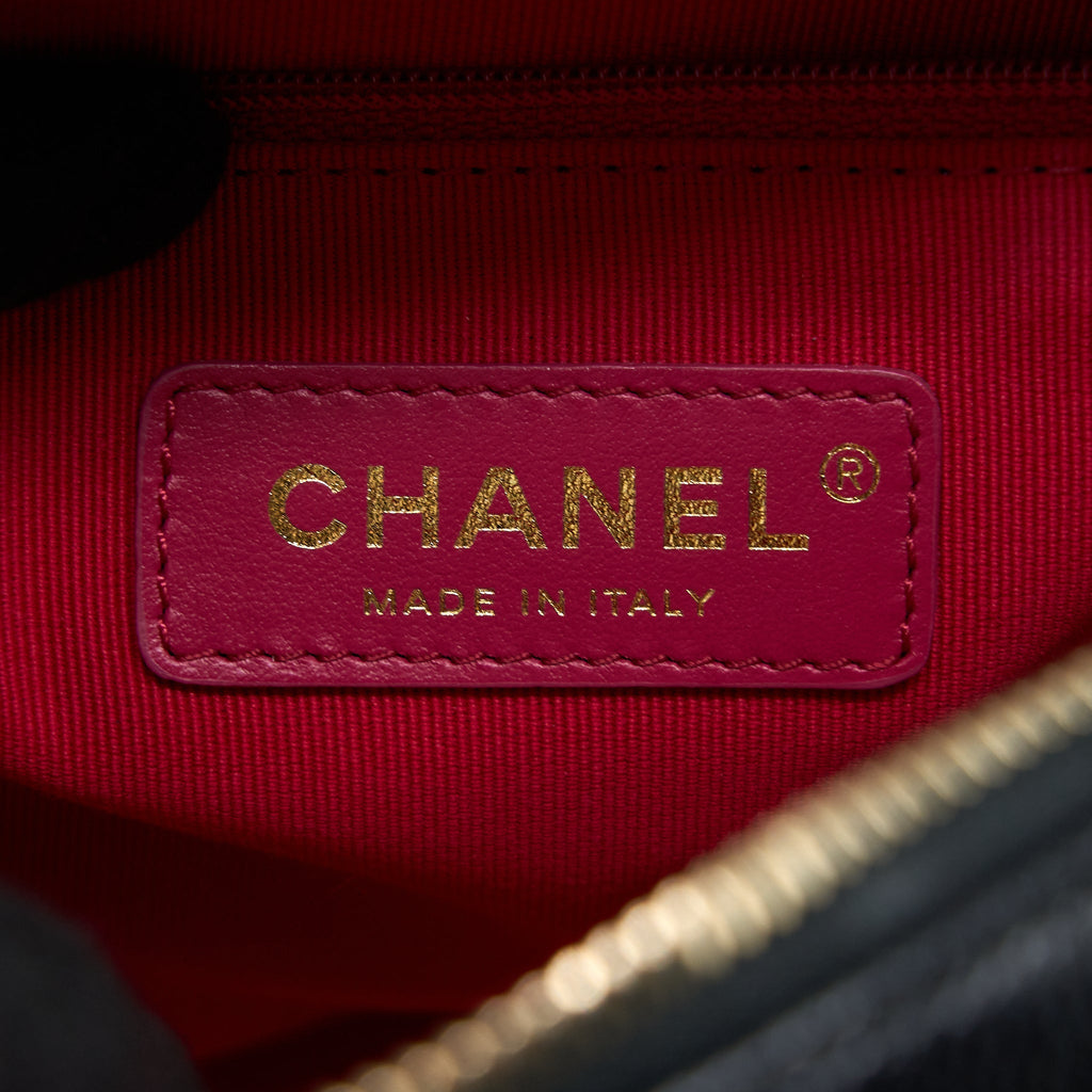 CHANEL 22P FLAP BACKPACK CAVIAR BLACK BRUSHED GHW (MICROCHIP)