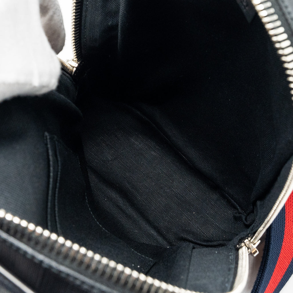 GUCCI GG BLACK SLING BACKPACK GG SUPREME CANVAS BLACK SHW