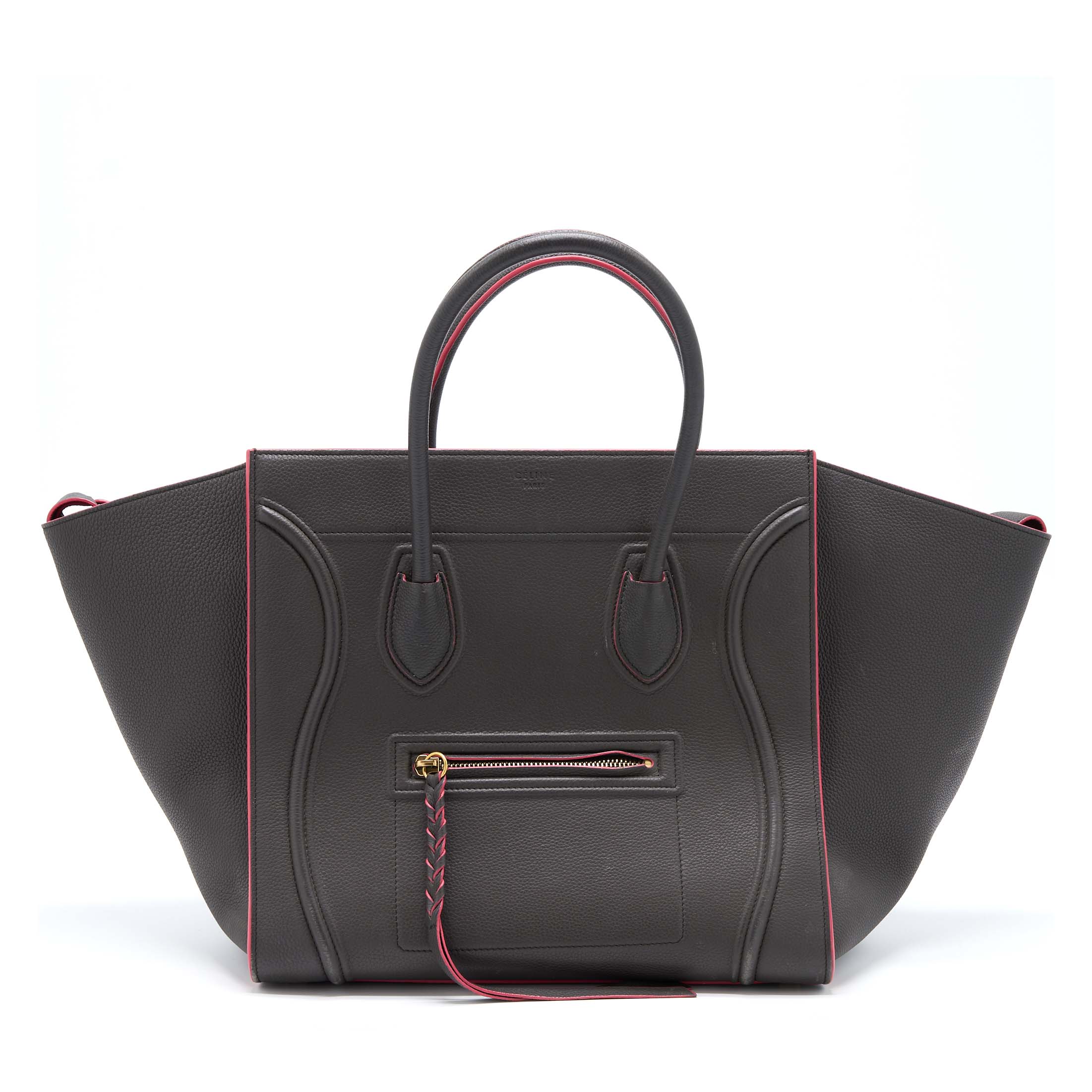 CELINE LARGE PHANTOM LUGGAGE BAG CALFSKIN DARK GREY/PINK