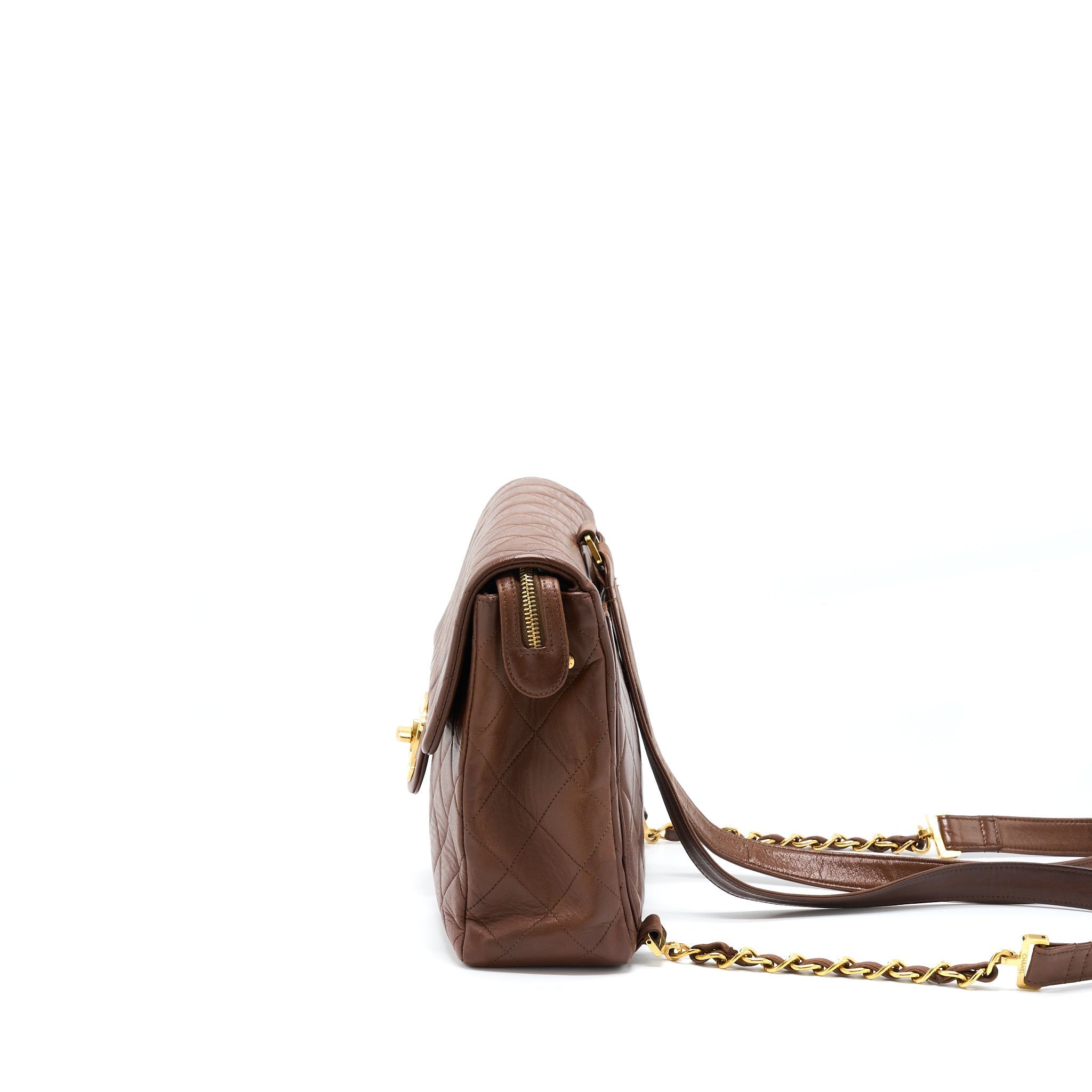 CHANEL VINTAGE CLASSIC TIMELESS BACKPACK LAMBSKIN BROWN GHW