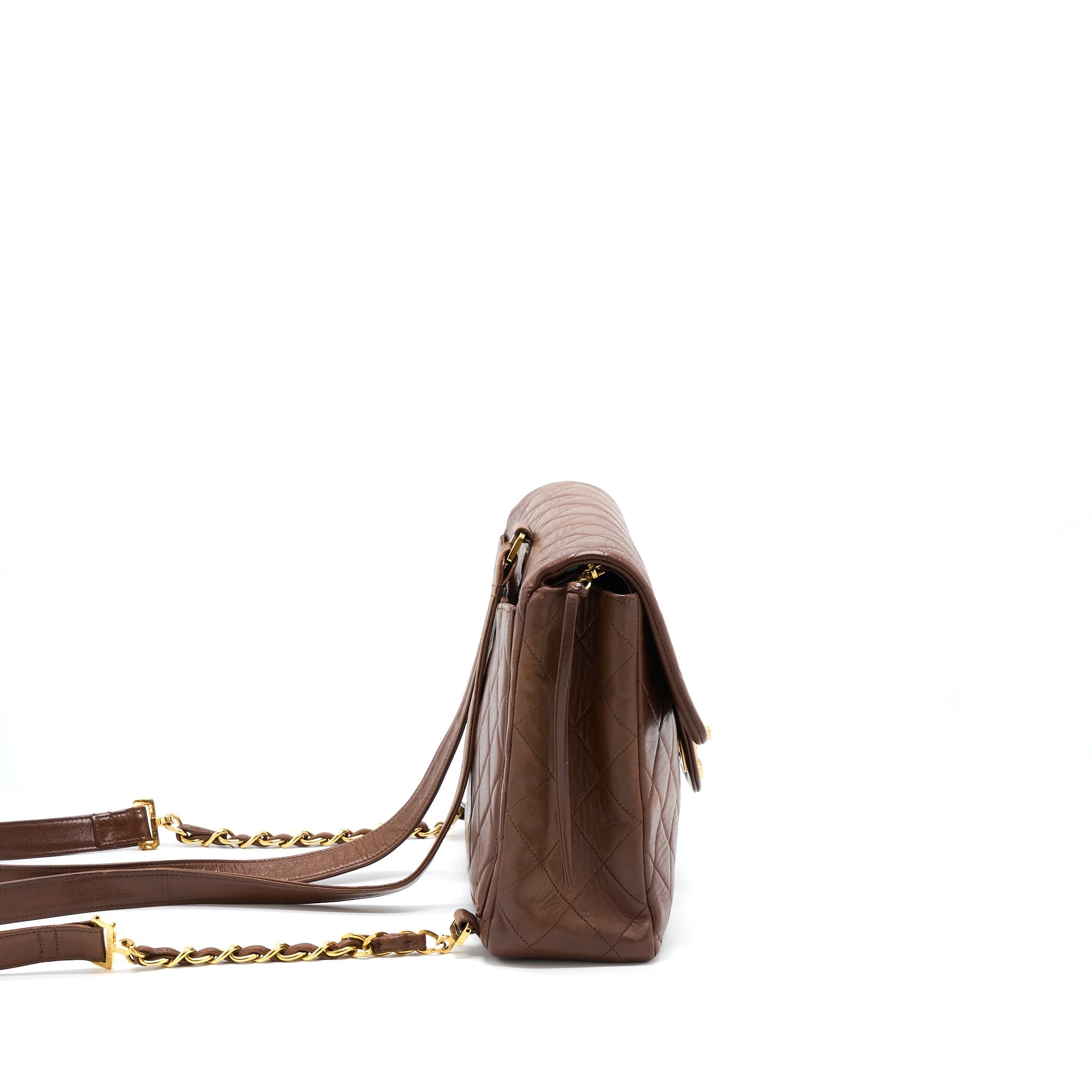 CHANEL VINTAGE CLASSIC TIMELESS BACKPACK LAMBSKIN BROWN GHW