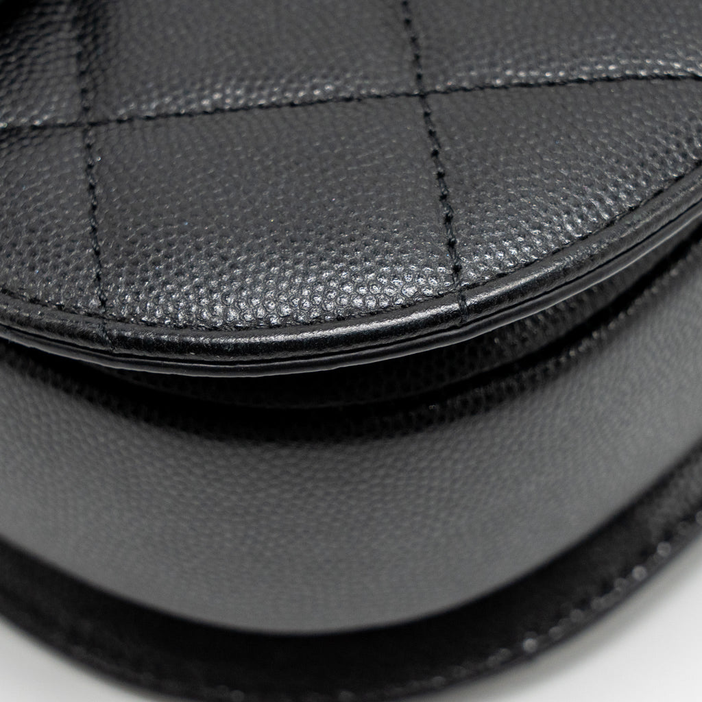 CHANEL 22B ROUND MESSENGER BAG CAVIAR BLACK GHW (MICROCHIP)
