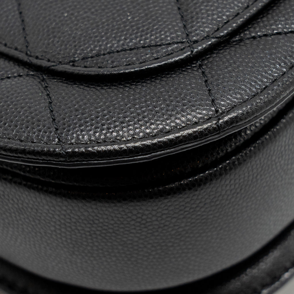 CHANEL 22B ROUND MESSENGER BAG CAVIAR BLACK GHW (MICROCHIP)