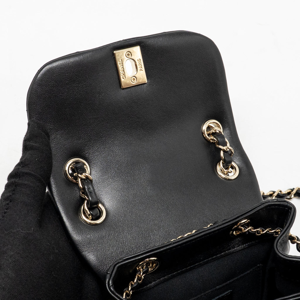 CHANEL MINI DUMA BACKPACK CALFSKIN BLACK LGHW (MICROCHIP)
