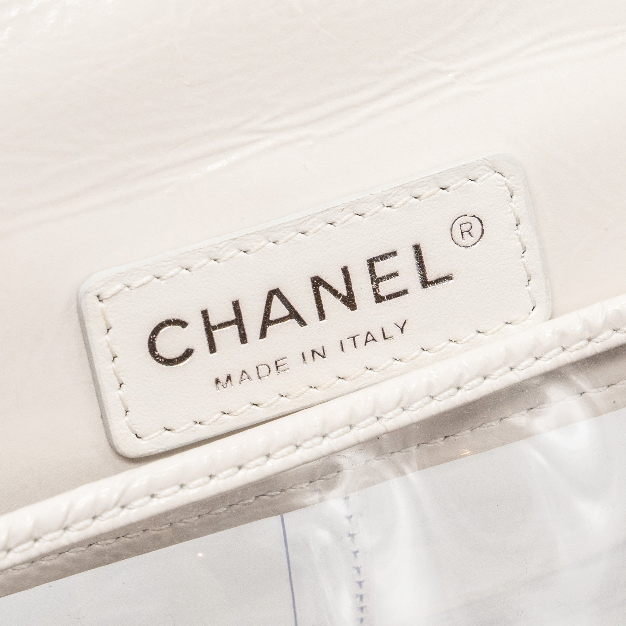 CHANEL TRANSPARENT BACKPACK PVC/SHINY CALFSKIN WHITE SHW