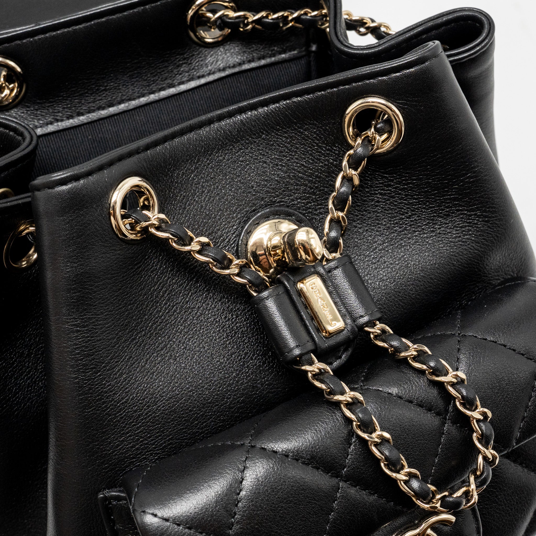 CHANEL MINI DUMA BACKPACK CALFSKIN BLACK LGHW (MICROCHIP)