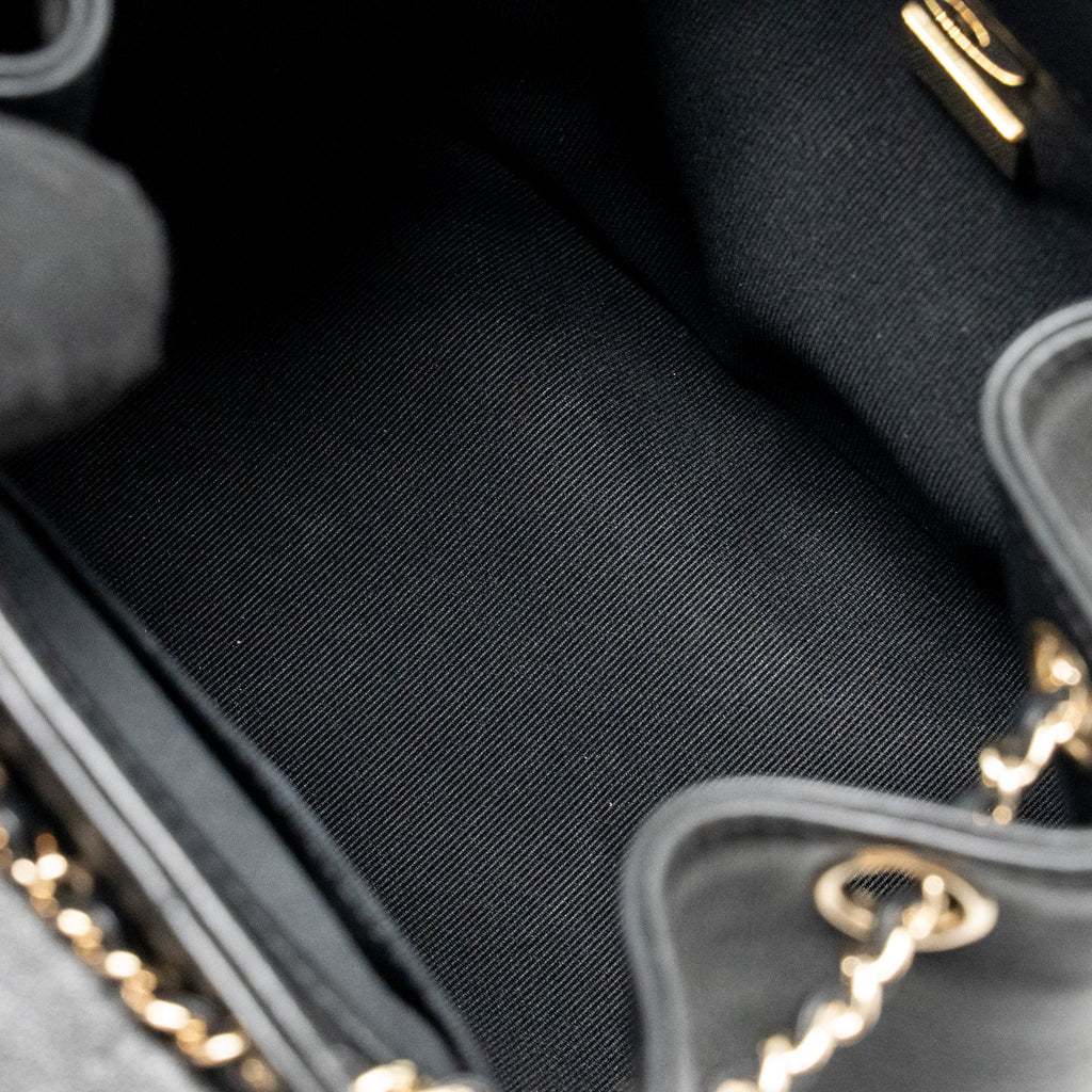 CHANEL MINI DUMA BACKPACK CALFSKIN BLACK LGHW (MICROCHIP)