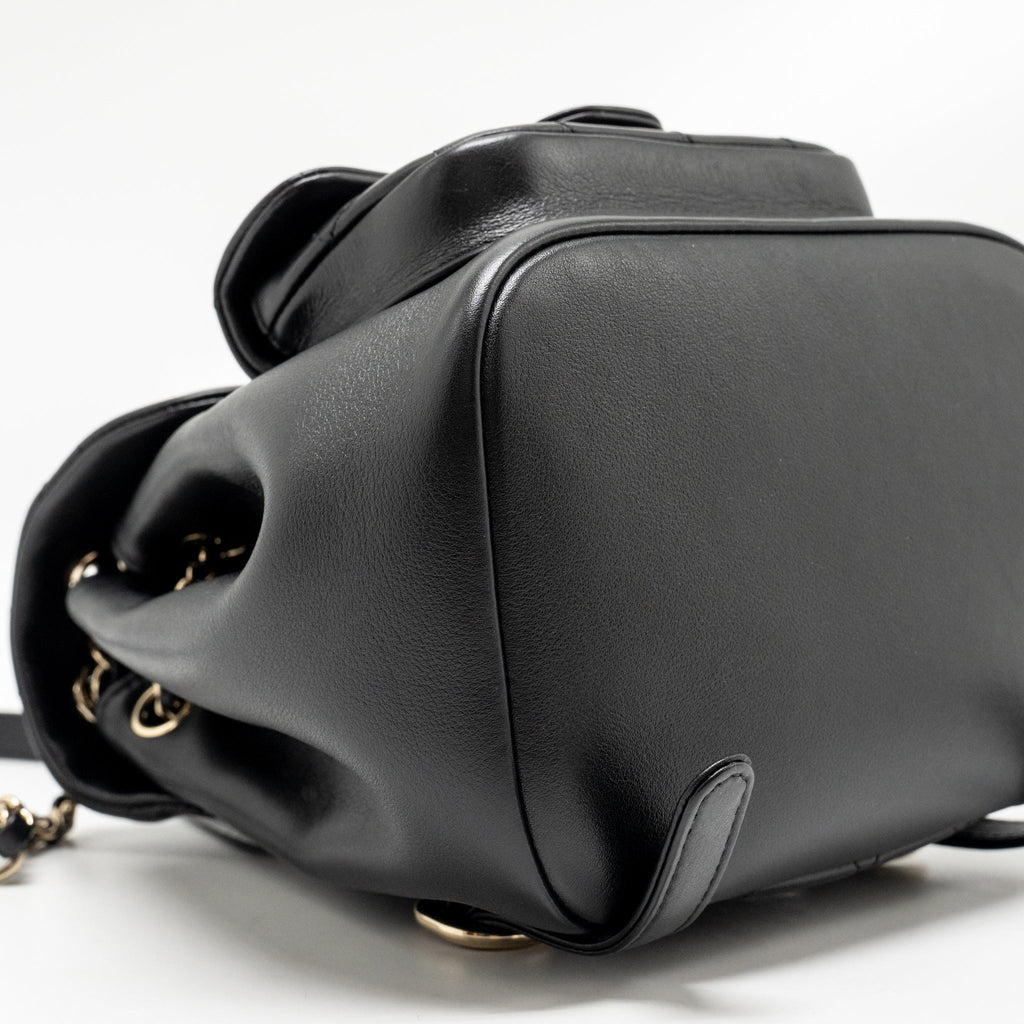CHANEL MINI DUMA BACKPACK CALFSKIN BLACK LGHW (MICROCHIP)