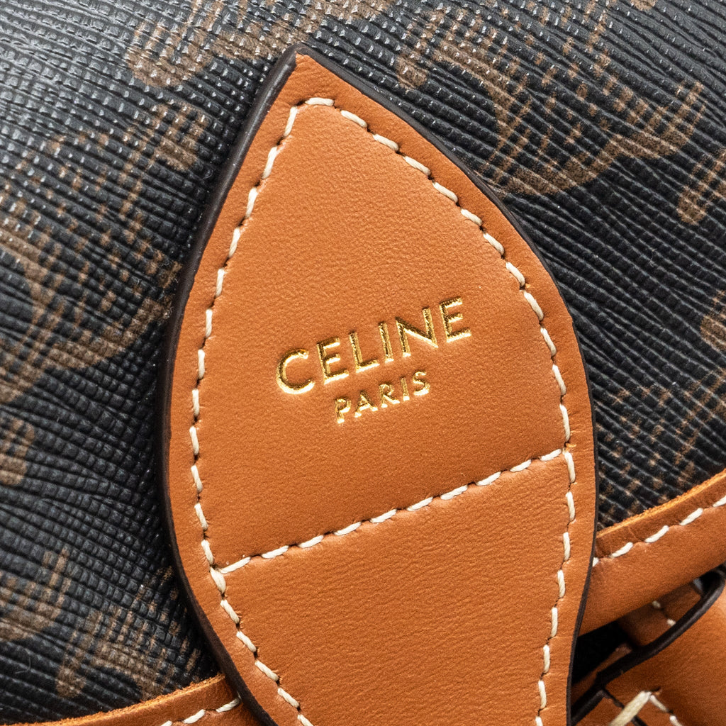 CELINE MINI BACKPACK FOLCO TRIOMPHE CANVAS CALFSKIN TAN GHW