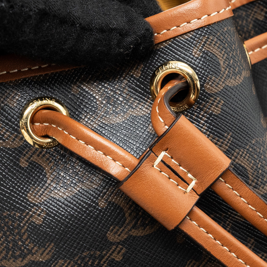 CELINE MINI BACKPACK FOLCO TRIOMPHE CANVAS CALFSKIN TAN GHW