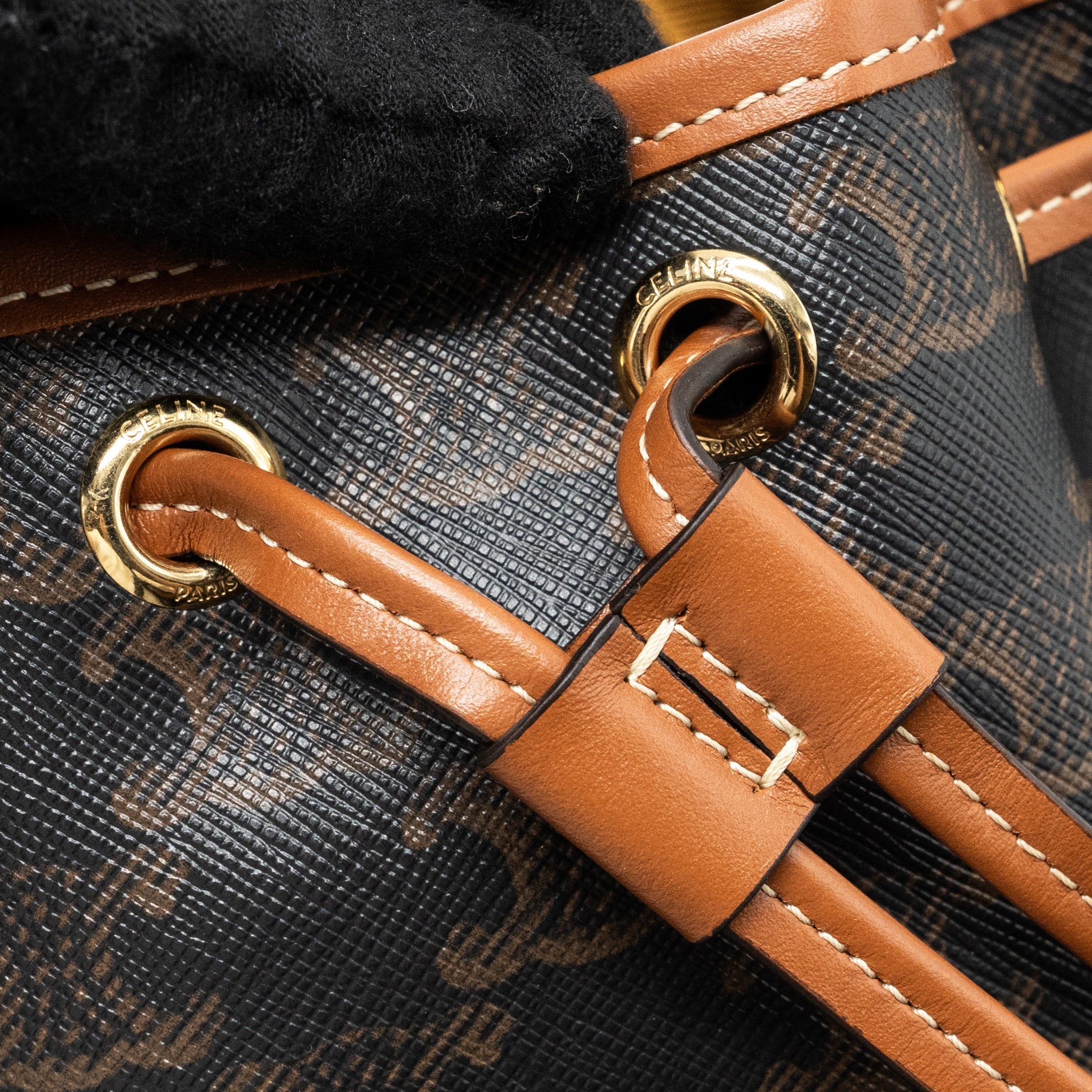 CELINE MINI BACKPACK FOLCO TRIOMPHE CANVAS CALFSKIN TAN GHW