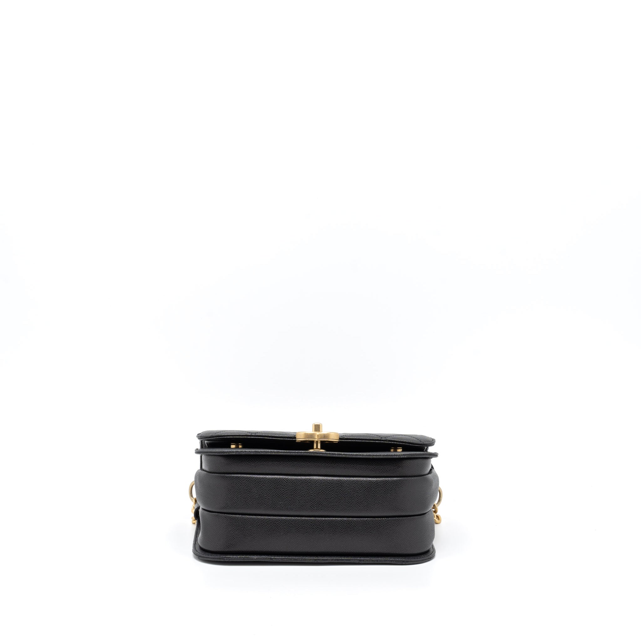 CHANEL MESSENGER BAG CAVIAR BLACK BRUSHED GHW (MICROCHIP)