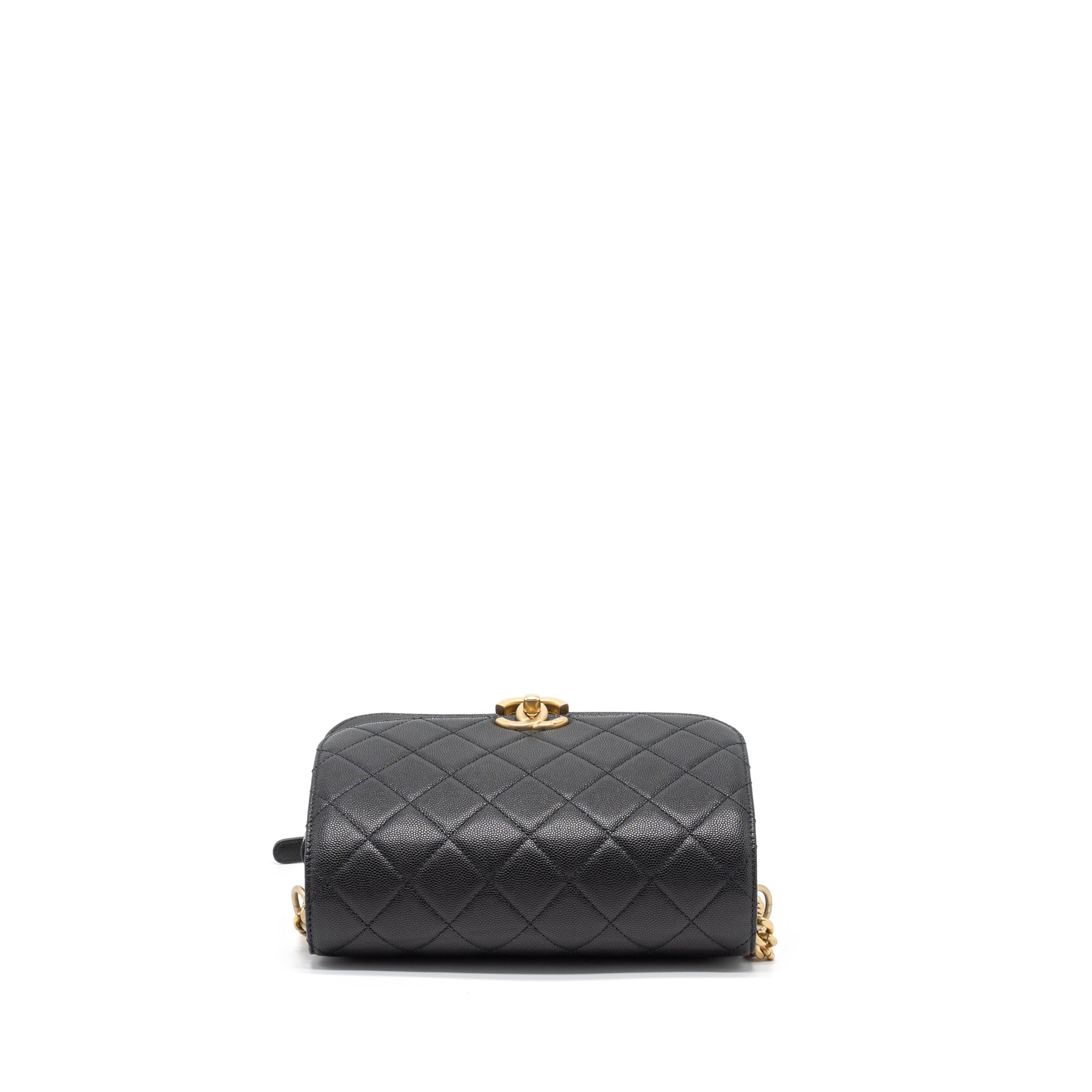 CHANEL MESSENGER BAG CAVIAR BLACK BRUSHED GHW (MICROCHIP)