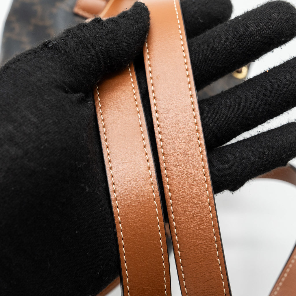CELINE MINI BACKPACK FOLCO TRIOMPHE CANVAS CALFSKIN TAN GHW