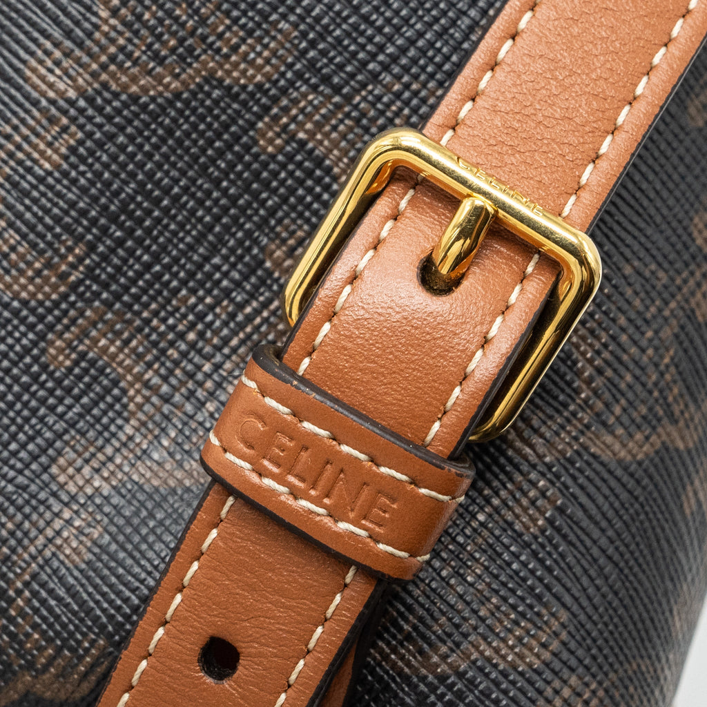 CELINE MINI BACKPACK FOLCO TRIOMPHE CANVAS CALFSKIN TAN GHW