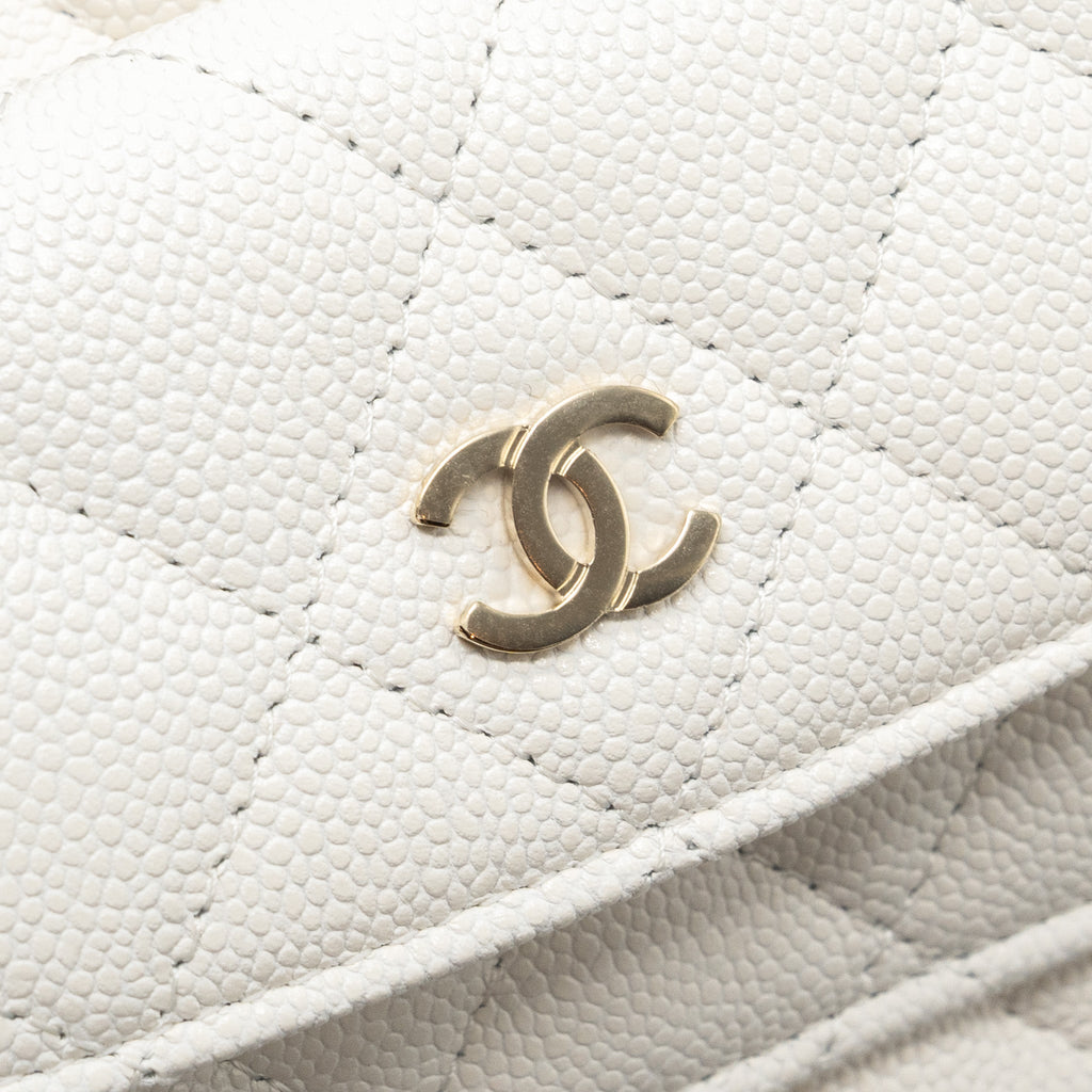 CHANEL 24C MINI BACKPACK/CROSSBODY BAG CAVIAR WHITE LGHW (MICROCHIP)