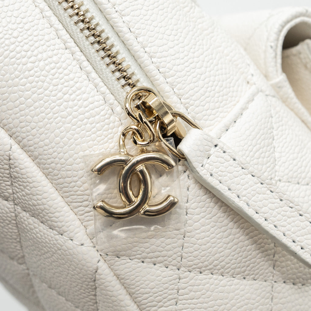 CHANEL 24C MINI BACKPACK/CROSSBODY BAG CAVIAR WHITE LGHW (MICROCHIP)