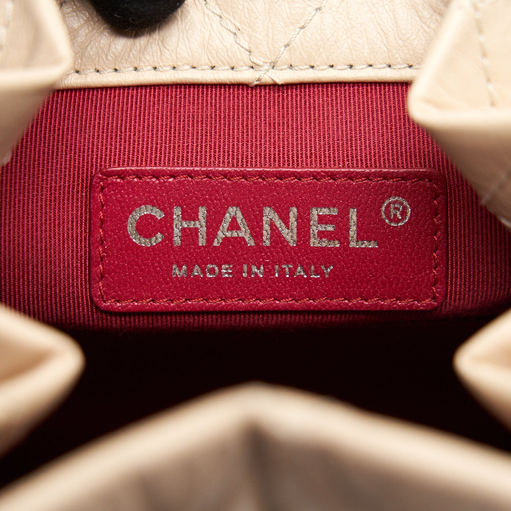 CHANEL GABRIELLE BACKPACK IN AGED CALFSKIN QUILTED LEATHER BEIGE