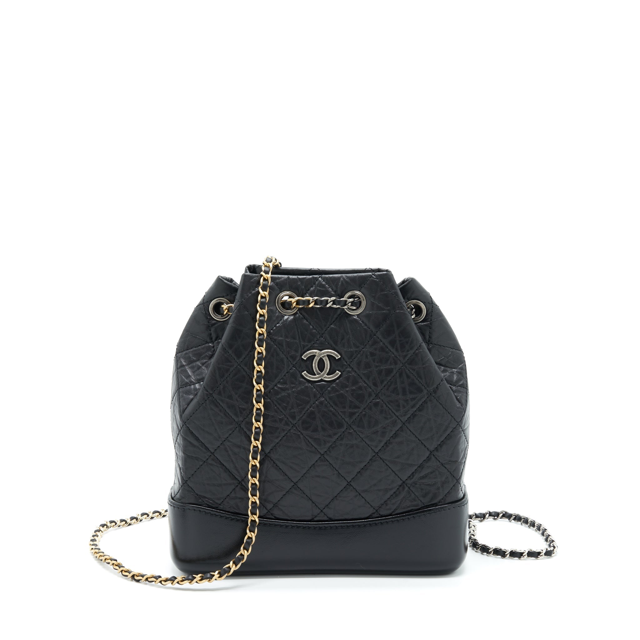 CHANEL SMALL GABRIELLE BACKPACK CALFSKIN BLACK WITH MULTICOLOUR HARDWARE