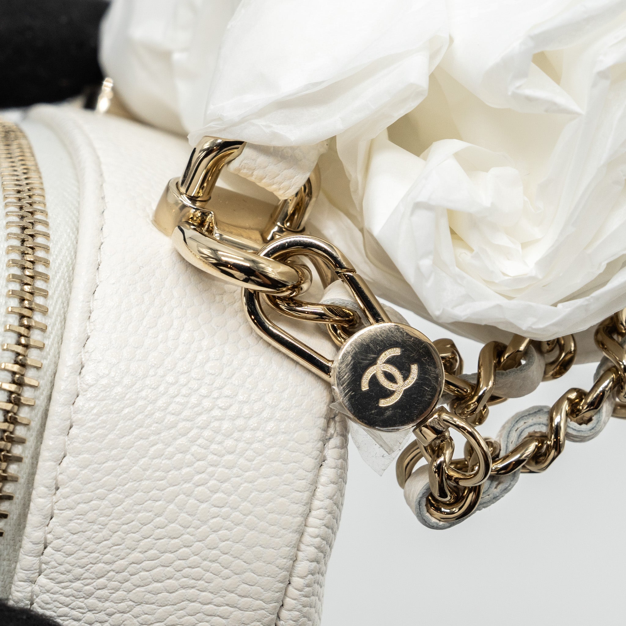 CHANEL 24C MINI BACKPACK/CROSSBODY BAG CAVIAR WHITE LGHW (MICROCHIP)