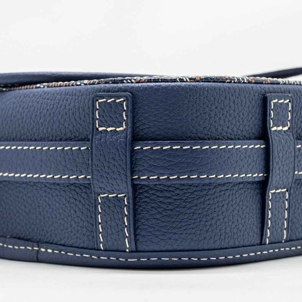 GOYARD BELVEDERE PM MESSENGER BAG GOYARDINE CANVAS/CALFSKIN NAVY SHW