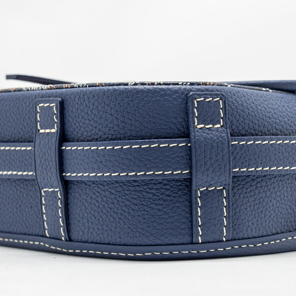 GOYARD BELVEDERE PM MESSENGER BAG GOYARDINE CANVAS/CALFSKIN NAVY SHW